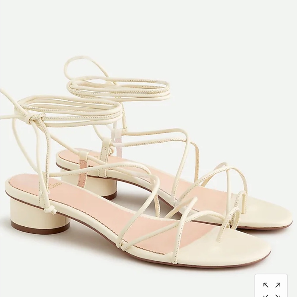 J Crew white strappy sandals with toe ring detail